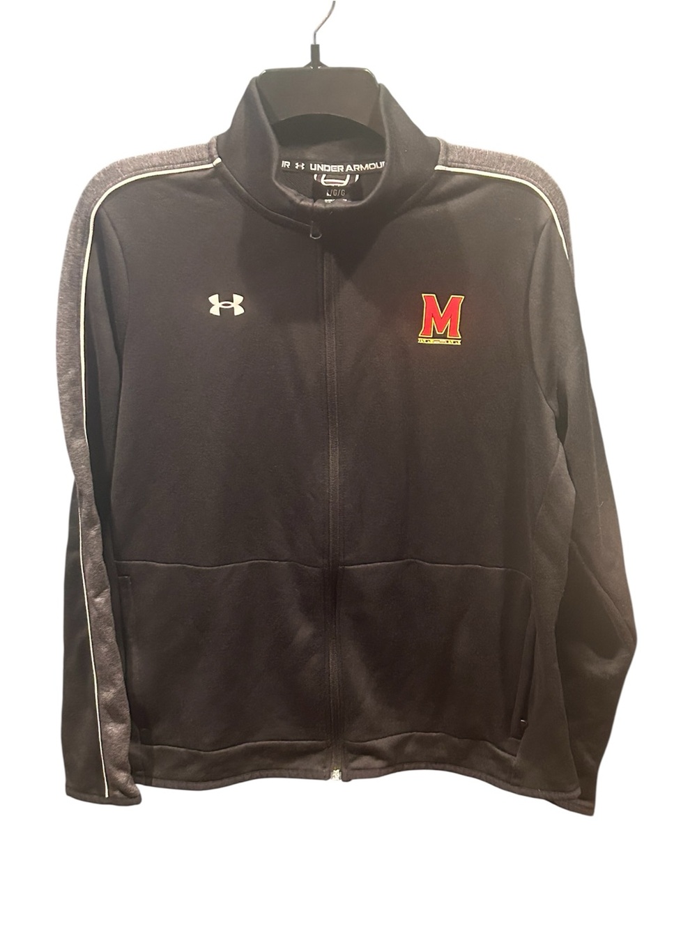 Under Armour Maryland Terrapins Command Full Zip Jacket Mens L Black Gray Track